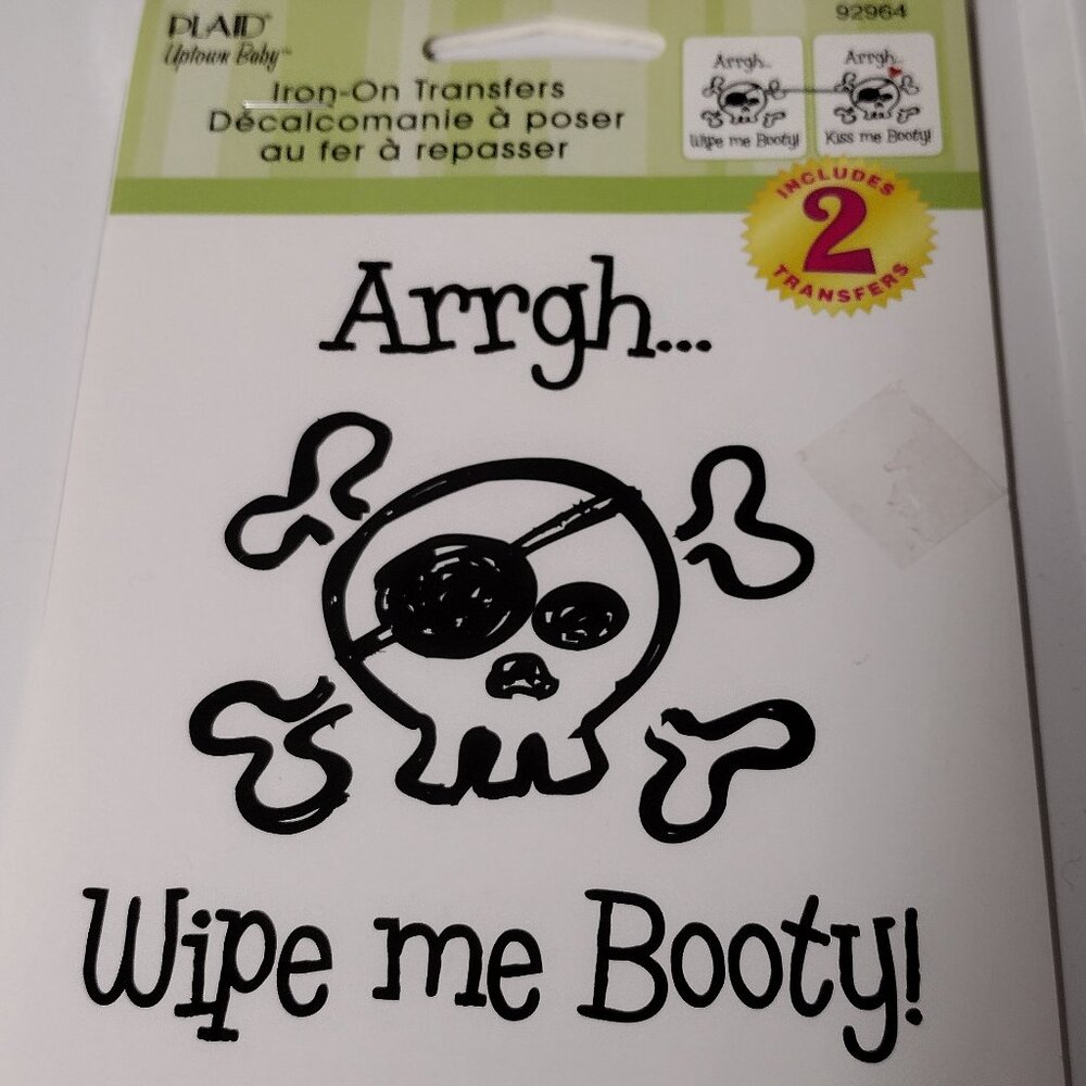 Arrgh! Pirate themed baby iron-on transfers - Plaid Uptown Baby circa 2000s